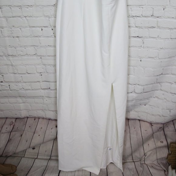 7. WAYF The Lenore One Shoulder Column Dress long - Picture 4 of 7